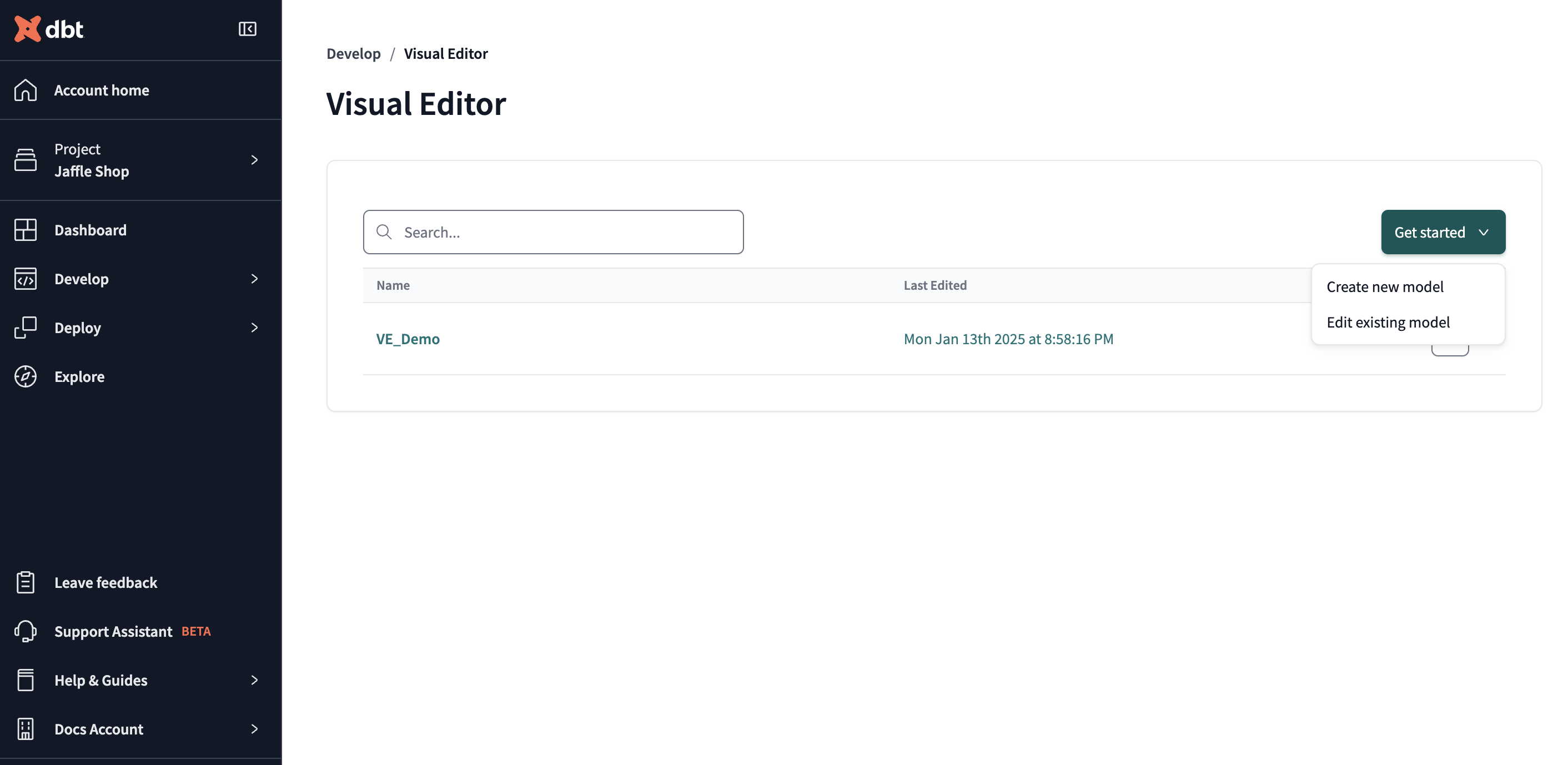 Create a new model from the Visual Editor landing page. Create a new model from the Visual Editor landing page.